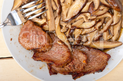 venison deer game filet and wild mushrooms