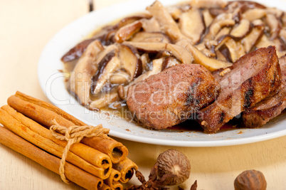 venison deer game filet and wild mushrooms