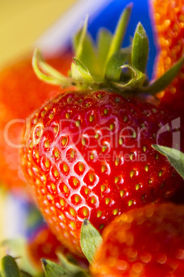 Erdbeere im Hochformat als Makro