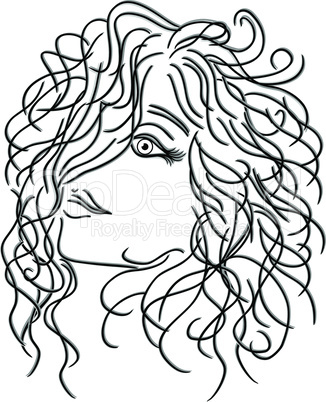 Girl with flowing curly hair