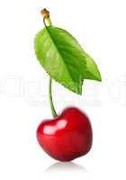 Cherry with leaf