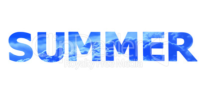 word summer by blue sky letters isolated