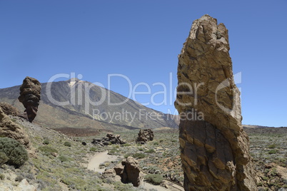 Roque Cinchado,  roque torrotito und Teide, Teneriffa