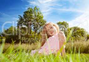 girl sitting on grass