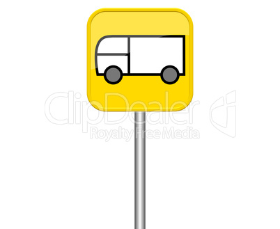 Gelbes Schild zeigt Lieferwagen