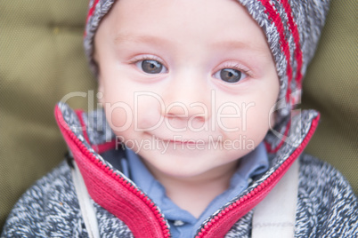 happy little baby boy wearing hat