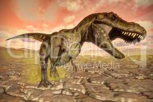 Tyrannosaurus rex dinosaur roaring - 3D render