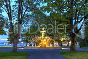 Fountain at the English garden, Geneva, Switzerland, HDR