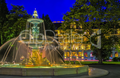 Fountain at the English garden, Geneva, Switzerland, HDR
