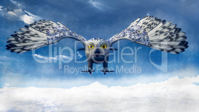 White owl diving - 3D render