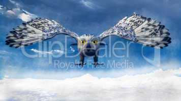 White owl diving - 3D render