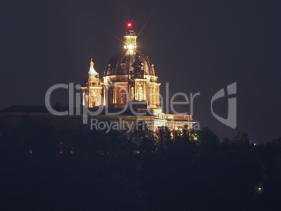 Basilica di Superga at night in Turin