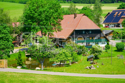 Großer Hof mit Teich im südlichen Schwarzwald