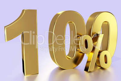 hundred, as a golden three-dimensional figure with percent sign