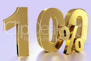 hundred, as a golden three-dimensional figure with percent sign