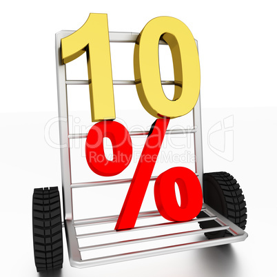 ten Number and percent signs on a trolley