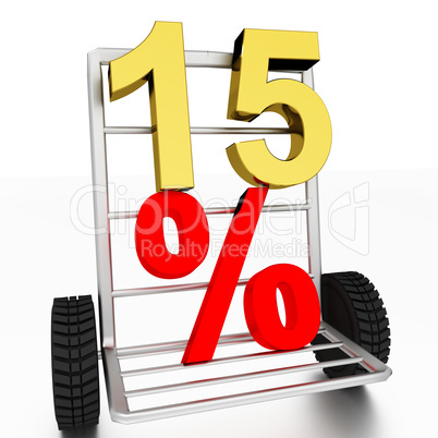 fifteen Number and percent signs on a trolley