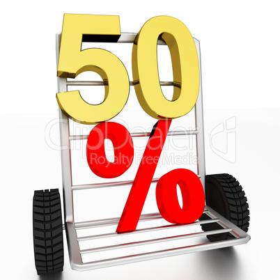 fifty Number and percent signs on a trolley