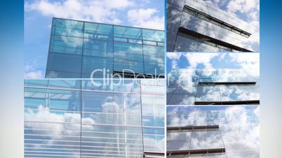 Wolken spiegeln sich in Glasfassaden