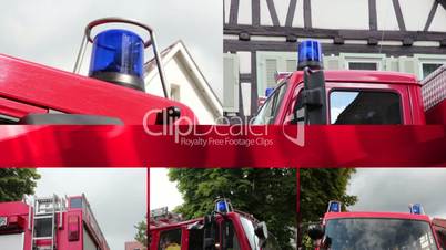 Feuerwehrautos mit Blaulicht im Einsatz