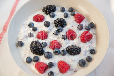 Joghurt mit Müsli und Beeren