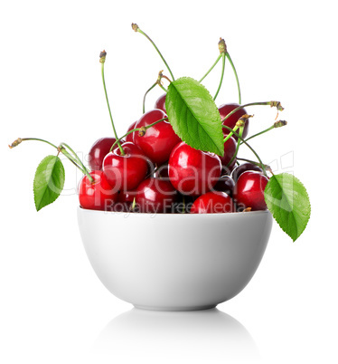 Cherries in plate isolated