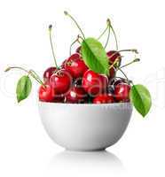 Cherries in plate isolated