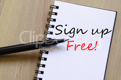 Sign up free concept