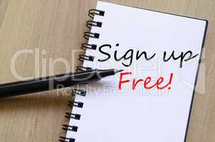 Sign up free concept