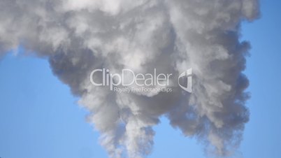 Industrial Smoke Pipe Blue Sky Background