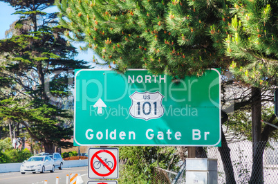 Golden Gate bridge sign in San Francisco