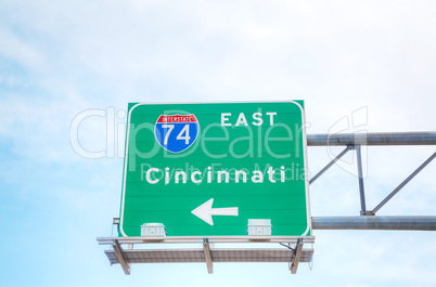 Road sign to Cincinnati