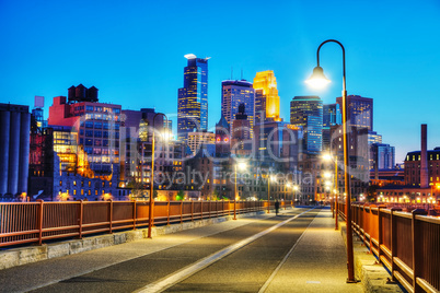 Downtown Minneapolis, Minnesota at night time