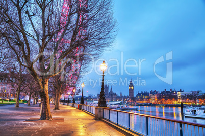 Overview of London with the Elizabeth Tower and the Coca-Cola Lo