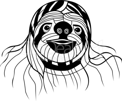 Sloth head vector animal illustration for t-shirt. Sketch tattoo design.