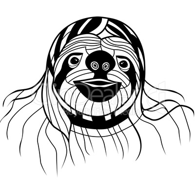 Sloth head vector animal illustration for t-shirt. Sketch tattoo design.