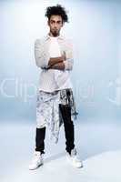 Stylish Young Hip Hop Male Dancer Against White