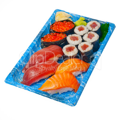 take away sushi express on plastic tray