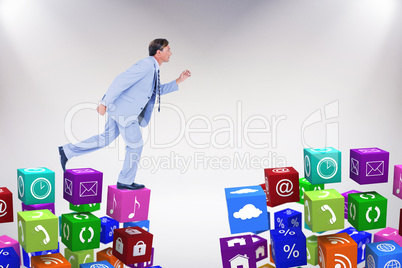 Composite image of stepping businessman Composite image of stepping businessman