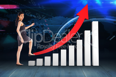 Composite image of businesswoman stepping up