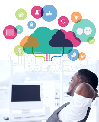 Composite image of apps and cloud computing concept