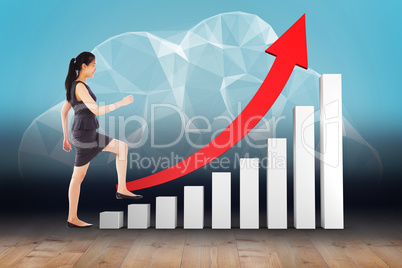 Composite image of businesswoman stepping up