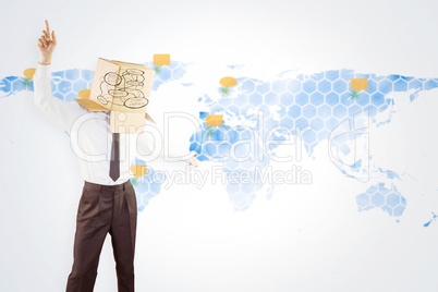 Composite image of anonymous businessman with arms out