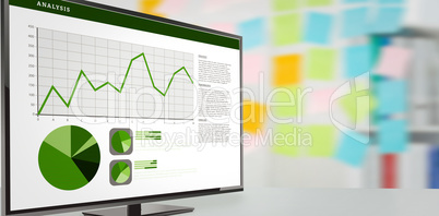 Composite image of business interface with graphs and data