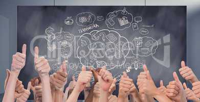 Composite image of hands giving thumbs up