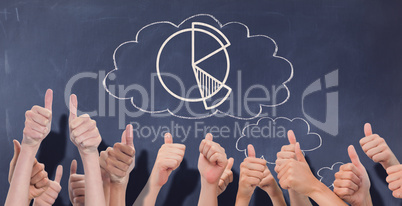 Composite image of group of hands giving thumbs up