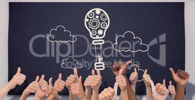 Composite image of hands giving thumbs up