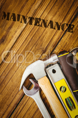 Maintenance  against desk with tools