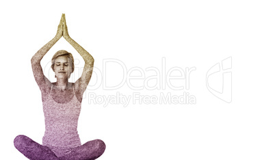 Composite image of fit woman doing yoga