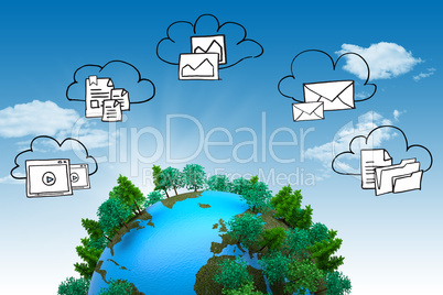 Composite image of cloud computing doodle